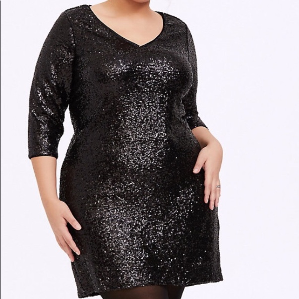Torrid Black Sequin Shift Dress
